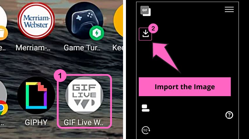 Open the GIF Live Wallpaper app by tapping on its app icon and then press the Import the Image button